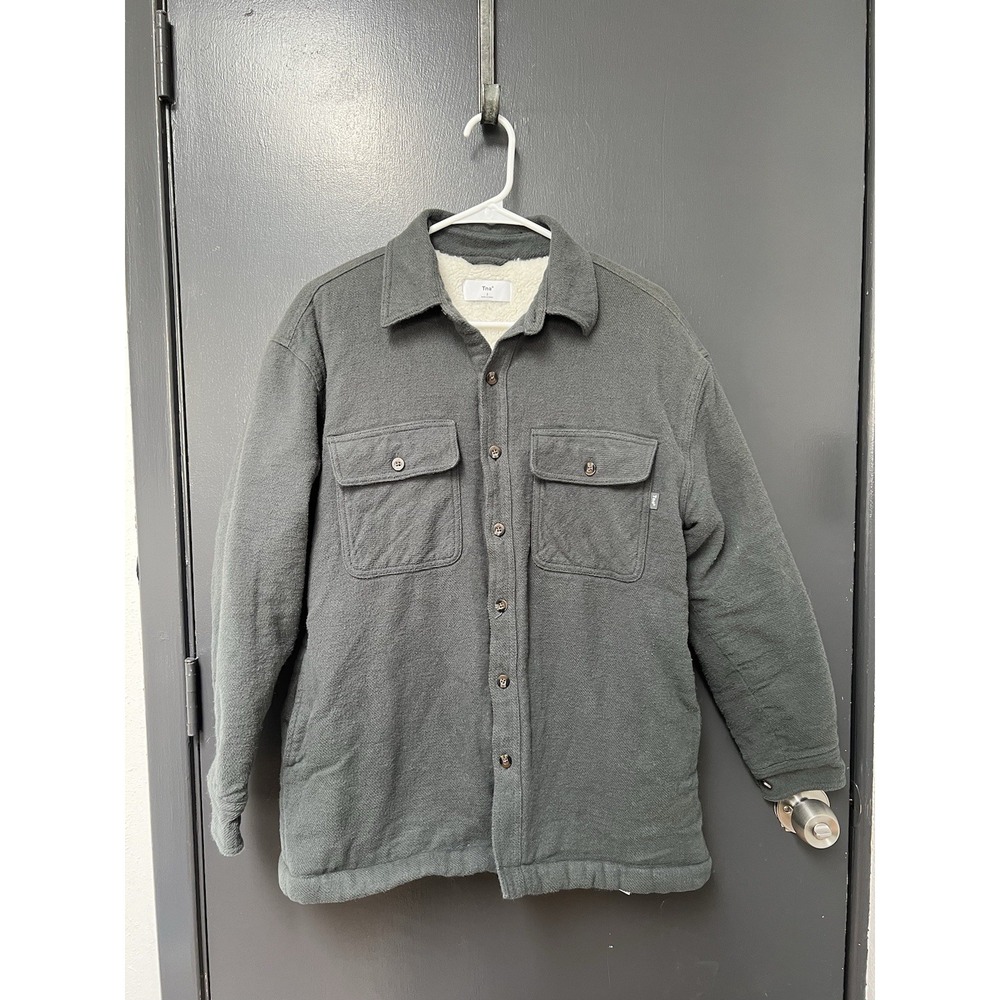 Aritzia Tna Men Jacket Sherpa Lined Gray Collar Button Front Size 2